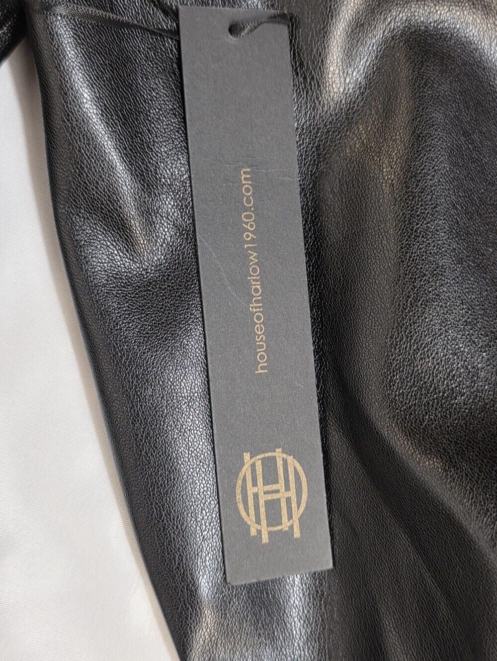 House of Harlow 1960 Black Faux-Leather Midi Belted Ruched Dress Size XS - Picture 9 of 14